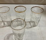Collection of Gold Rimmed Glasses With Grape Details- Set of 4