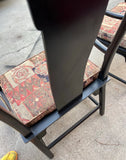 Pair of Black Painted Cushioned Kings Dining Chairs