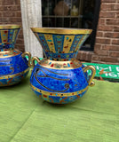 Pair of Egyptian Blue and Gold Vases