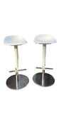 Pair of Minimalist Barstools Adjustable Heights Chrome Base