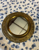 1970s Brass Edged Petite Mirror With Reticulated Frame