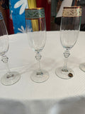 Beautiful Collection of Italian Cristalleria Fumo Handmade Champagne Glasses With Gold and Multi Colored Rims