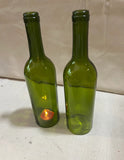 Pair of Green Glass Bottle Candle Accessories