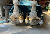 Pair of Gold Deer Head Hollywood Regency Chandeliers