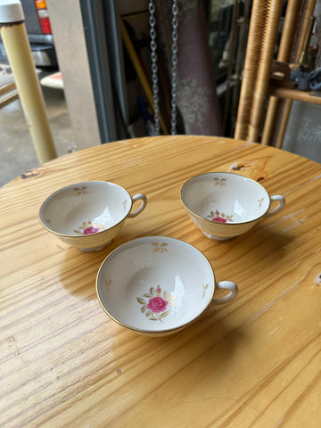 Ceramic Teacup Trio With Floral Details