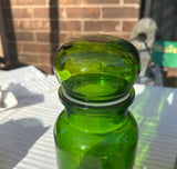 Trio of Matching Green Glass Jars, Including Mini