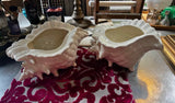 Pair of Large White Ceramic Shell Style Planters