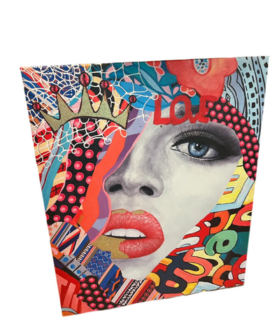 Graffiti Style "Love" Print on Canvas, Unframed
