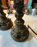 Pair of Brass and Glass Detailed Lamps