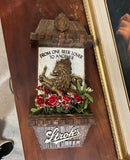 Wooden Carved Stroh's Beer Decorative Wall Hanging With Faux Red Roses