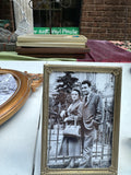 Pair of Small Gold Picture Frames With Family Photo Prints