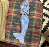 1970s Blue Ceramic Mermaid Figurine