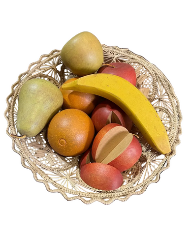 MCM Geometric Fruit and Wicker Bowl- Set of 11