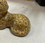 1970s Small Floral Ceramic Painted Dog Sculpture