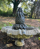 Large Concrete Pineapple Outdoor Fountain/Bird Bath, Signed