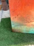 Orange and Turquoise Abstract Style Painting on Canvas