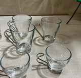 Collection of Small Glass Cups With Silver Handles- Set of 10
