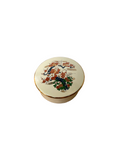 Small White Asian Ceramic Box with Cherry Blossom Details