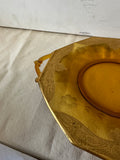 Amber-Colored Glass and Gold Decorative Plate