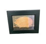 Small Rustic Pig Print in Black Frame