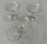 Trio of Small Champagne Glasses With Etched Leaf Details, 1970s