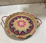 Large Wicker Colorful Woven Spanish Style Decorative Tray