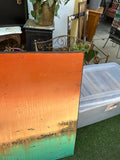 Orange and Turquoise Abstract Style Painting on Canvas