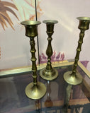 1970s Collection of Brass Candleholders - Set of 3