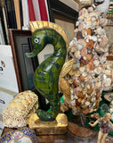 Vintage Green Tall Seahorse Sculpture