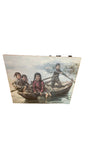 1970s Large Original Children on Boat Painting