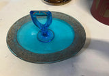 Art Deco 1930s Blue Glass Serving Tray