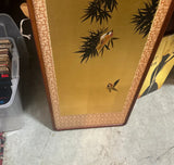 Gold Asian Style Artwork Wall Hanging in Wooden Frame