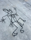 Handmade Black Metal Figurative Flat Sculpture