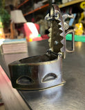 Vintage Miniature Brass Coal Iron With Rooster Accents