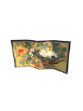 Lightweight Asian Gold Silk Screen With Painted Birds