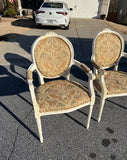 Pair of Vintage White Wooden Chairs With Designed Fabric