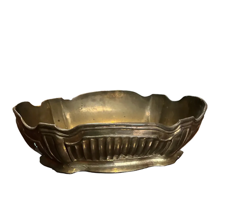 Detailed Vintage Oblong Shaped Etched Brass Catchall