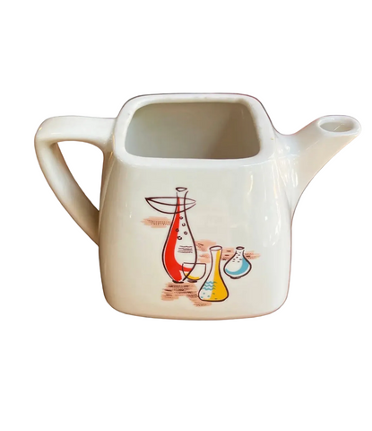 Vintage White Ceramic Square Teapot