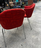 Pair of Red Abstract Coalesse Steelcase Accent Chairs