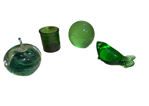 Instant Collection of Green Glass Desk Items- Set of 4