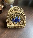 Pair of Ceramic Blue Crab Coasters With Wicker Edges and Basket