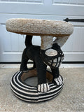 Black and White Hand Beaded African Style Stool