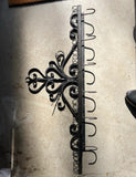 French Iron Scrolling Plant and Tea Cup Holder Wall Hanging