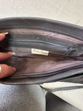 Small Charcoal Gray Leather Express Crossbody Bag