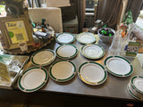 Ceramic Majesty Plate Set With Malachite and Gold Designs- Set of 30