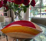 Yellow and Red Folded Murano Decorative Bowl