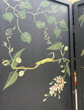 Hand Painted and Signed by the Artist Black Foliage Screen Divider