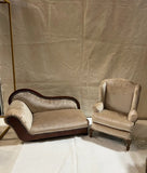 Champagne Colored Velvet, Upholstered Pair of Miniature Chairs