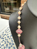African Paper Beaded Pink Necklace