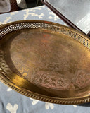 1970s Heavy Brass Etched Detailed Decorative Tray